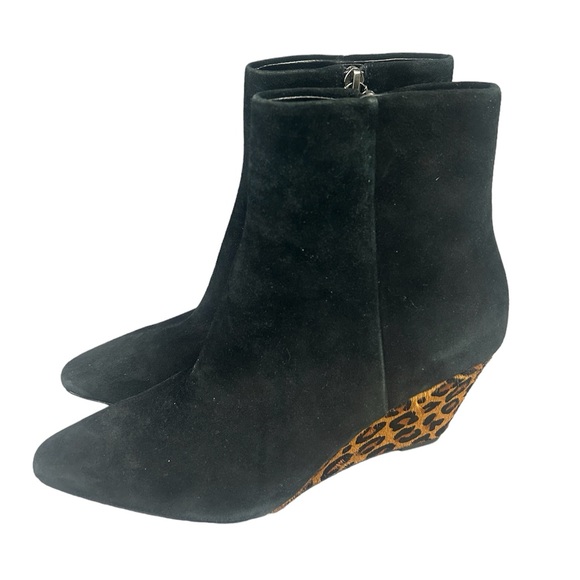 💰 Donald J Pliner Jae Black Suede Leopard Boots Size 6M - Picture 1 of 10
